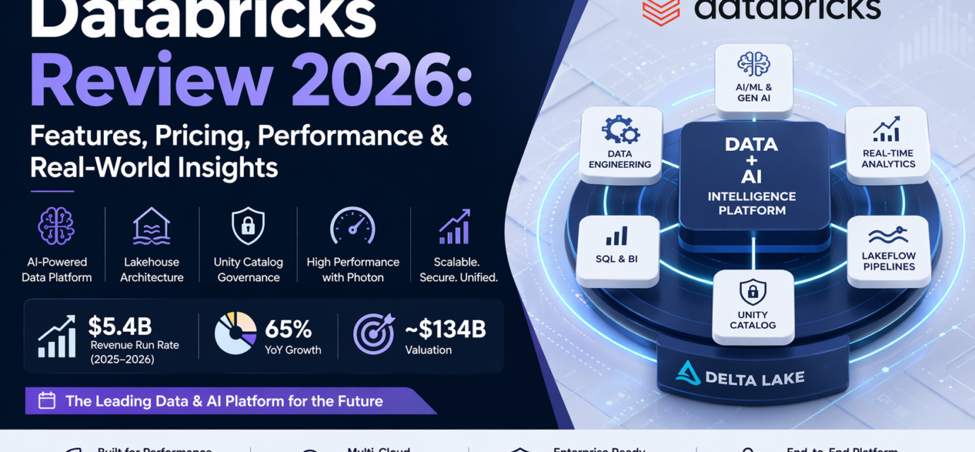 Databricks Review 2026 dashboard showing AI data platform features and lakehouse architecture