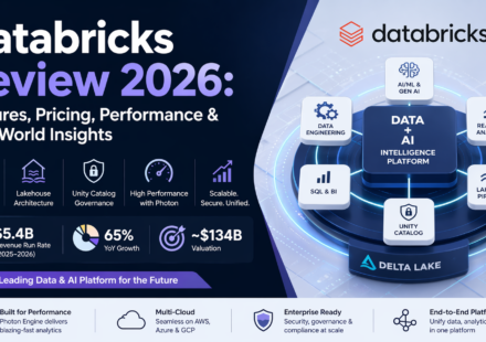 Databricks Review 2026 dashboard showing AI data platform features and lakehouse architecture