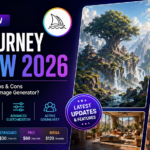 Midjourney Review 2026 showcasing AI-generated artwork and features