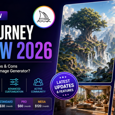 Midjourney Review 2026 showcasing AI-generated artwork and features