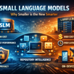 SLM vs LLM comparison chart showing cost, speed, and privacy differences