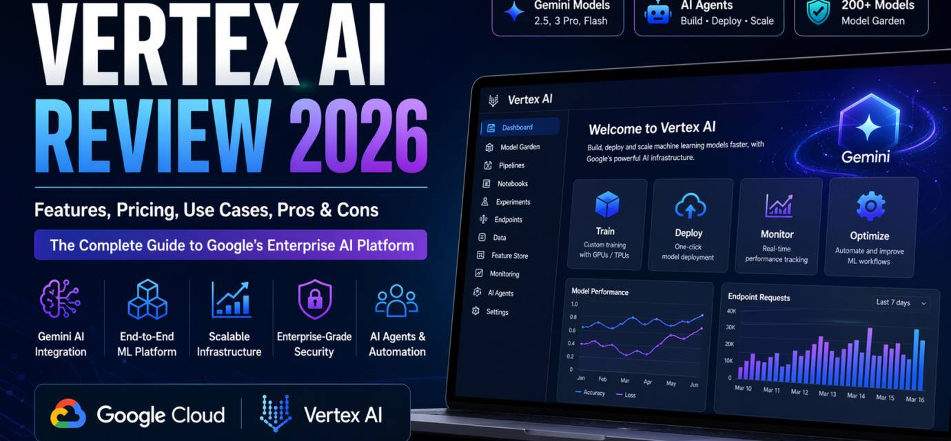 Vertex AI Review 2026 dashboard showing Google AI platform features and Gemini integration