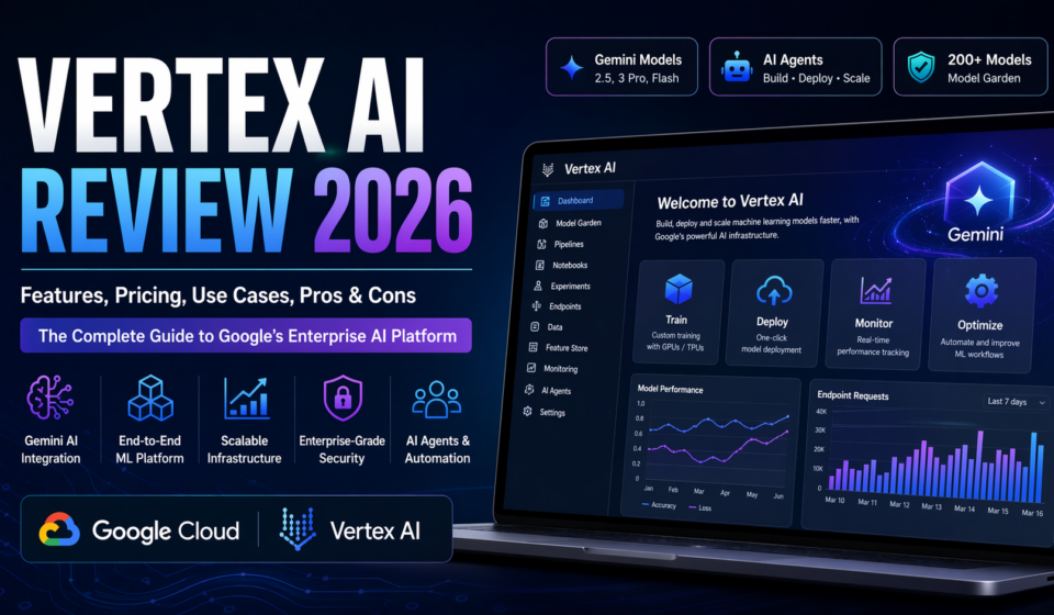 Vertex AI Review 2026 dashboard showing Google AI platform features and Gemini integration